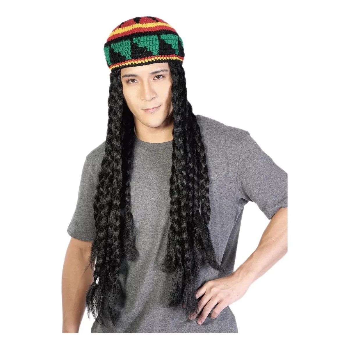 KUANGYE - Peluca Rasta Peluca De Gorro Punto Reggae Hippie Jamaicano