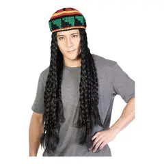 KUANGYE - Peluca Rasta Peluca De Gorro Punto Reggae Hippie Jamaicano