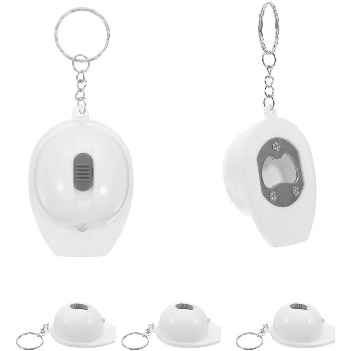 GENERICO - 10 X Llavero Destapador De Botella + Linterna, Casco Blanco