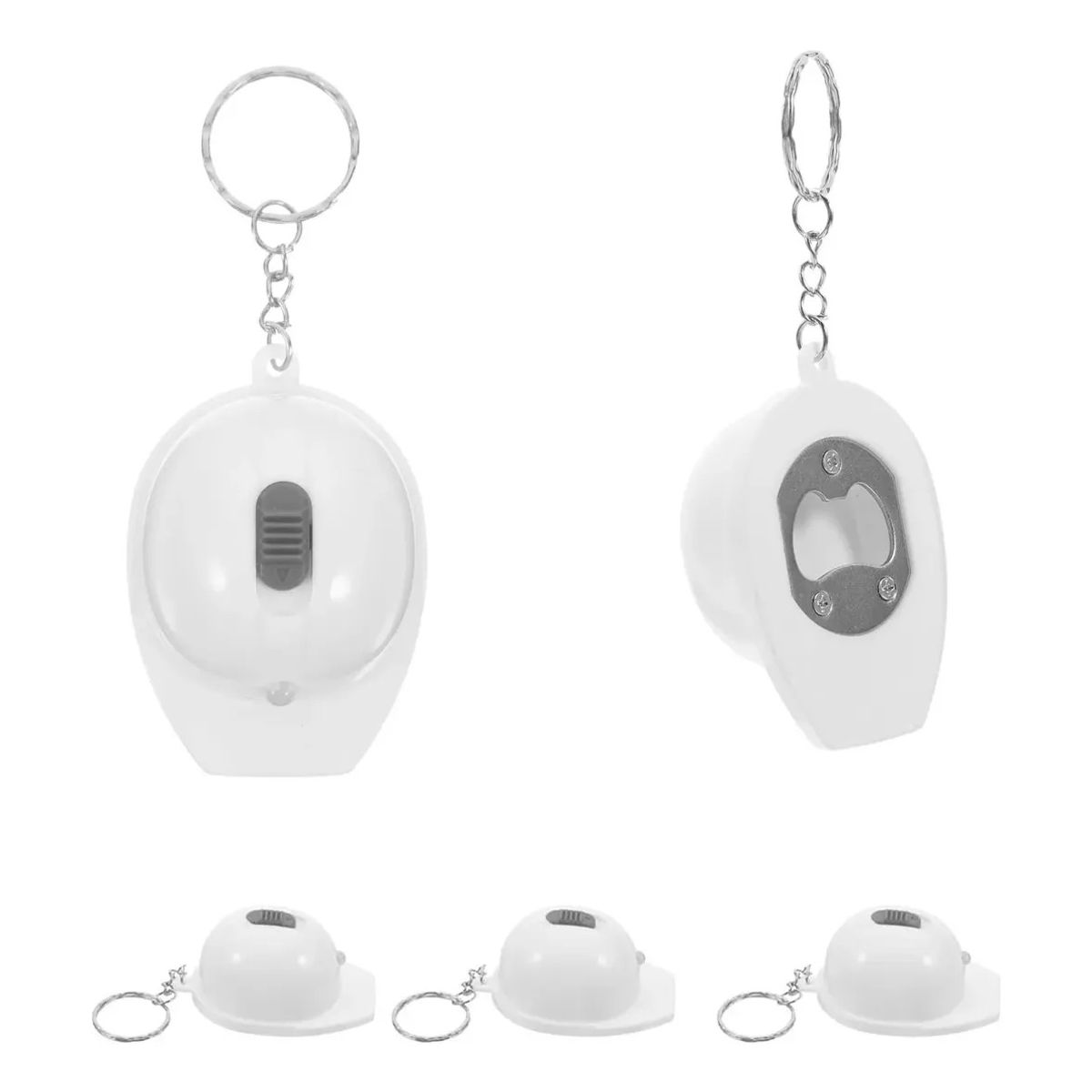 GENERICO - 10 X Llavero Destapador De Botella + Linterna, Casco Blanco