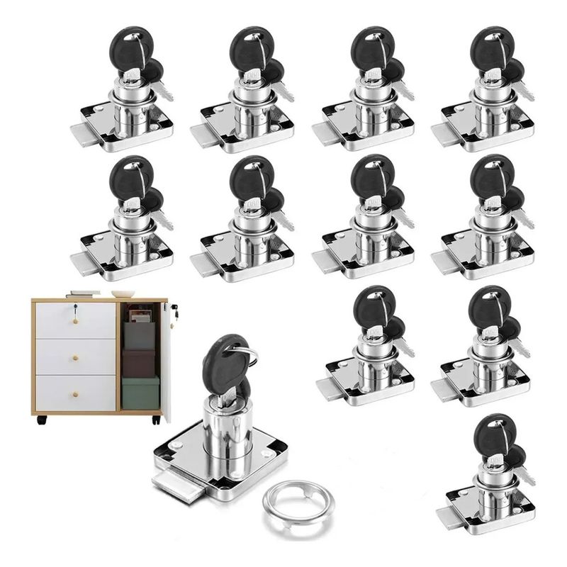 KUANGYE - Pack 12 Cerradura Chapa Para Muebles Cajones Closet Con Llaves