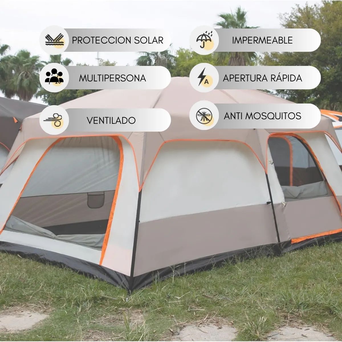 KUANGYE - Carpa Camping Tienda Familiar 8 A 12 Personas Impermeable
