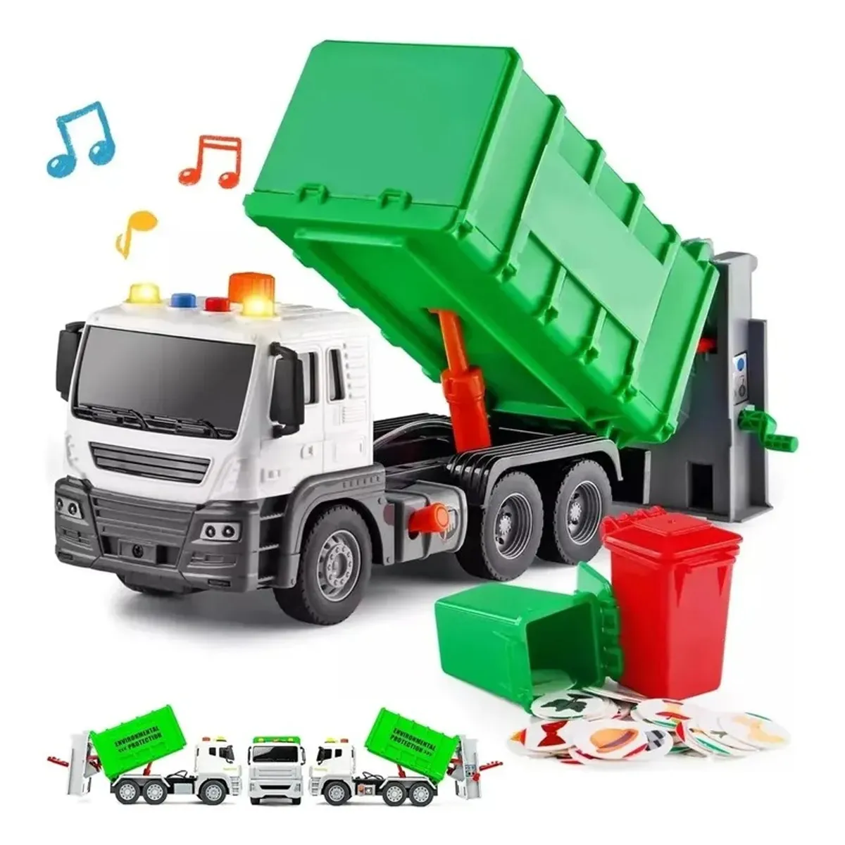 GENERICO - Camión De Basura Con 4 Botes De Basura Con Luz Y Sonido