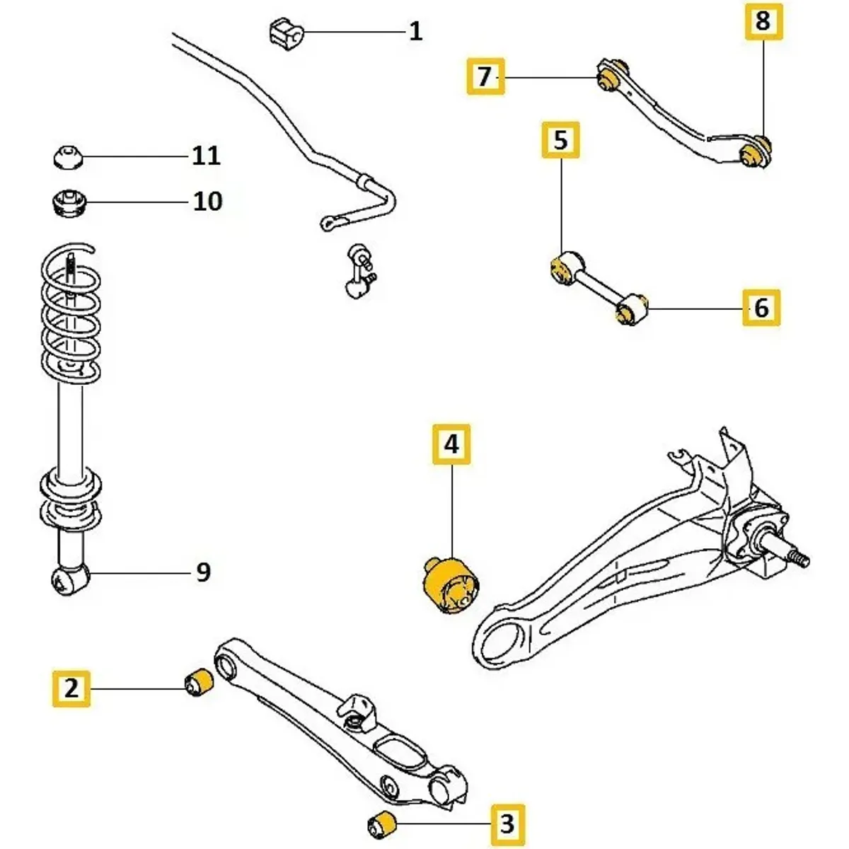 KUANGYE - Kit Bujes Suspensión Trasera Para Jeep Compass Dodge Caliber