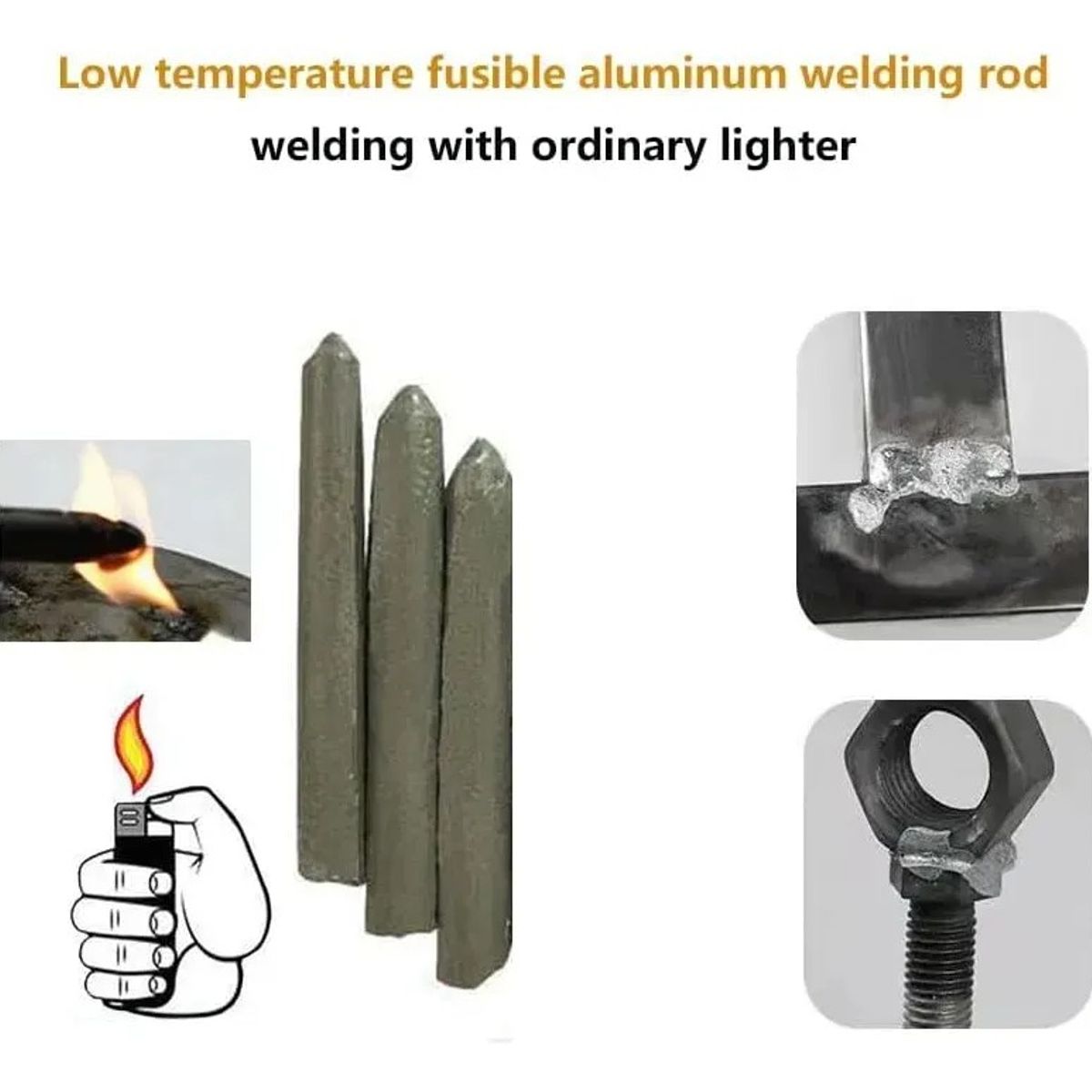 3 Varillas Soldadura Aluminio Baja Temperatura Fusión Fácil, marca GENERICO - Foto 2