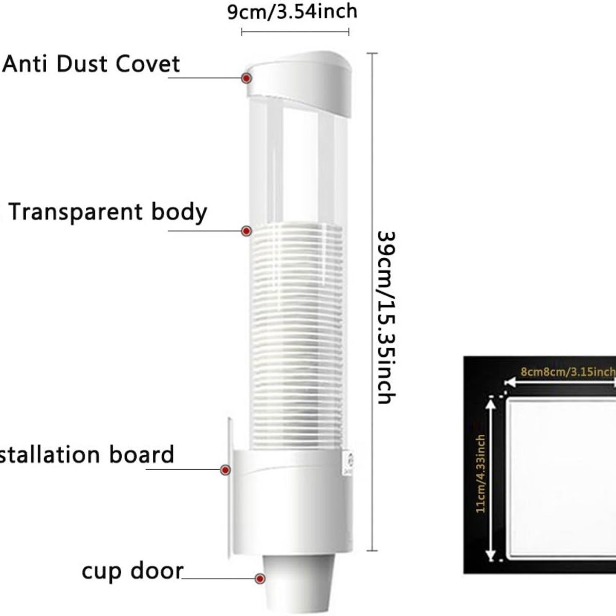 KUANGYE - Dispensador De Vasos Desechables Porta Vasos
