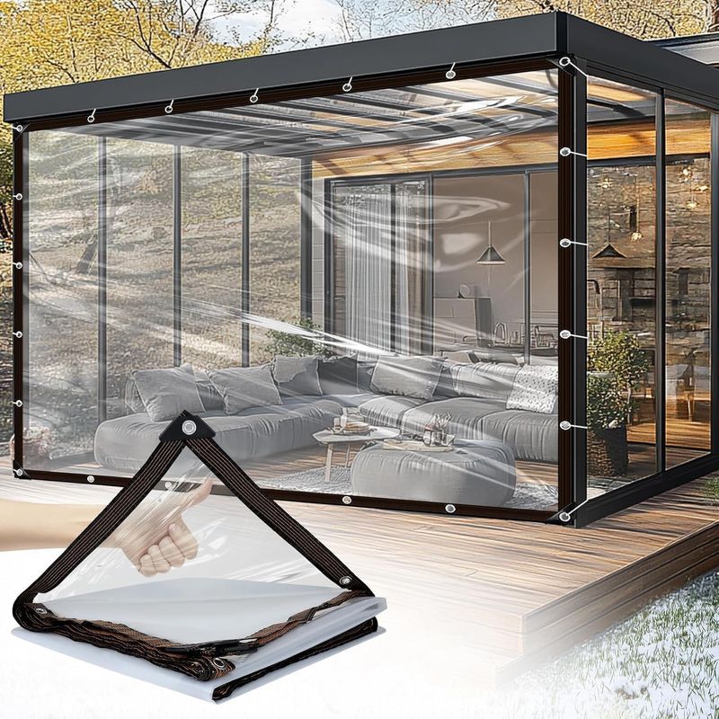 KUANGYE - 3 x 4 M Lonas Transparentes Resistentes Impermeables UV Con Ojales