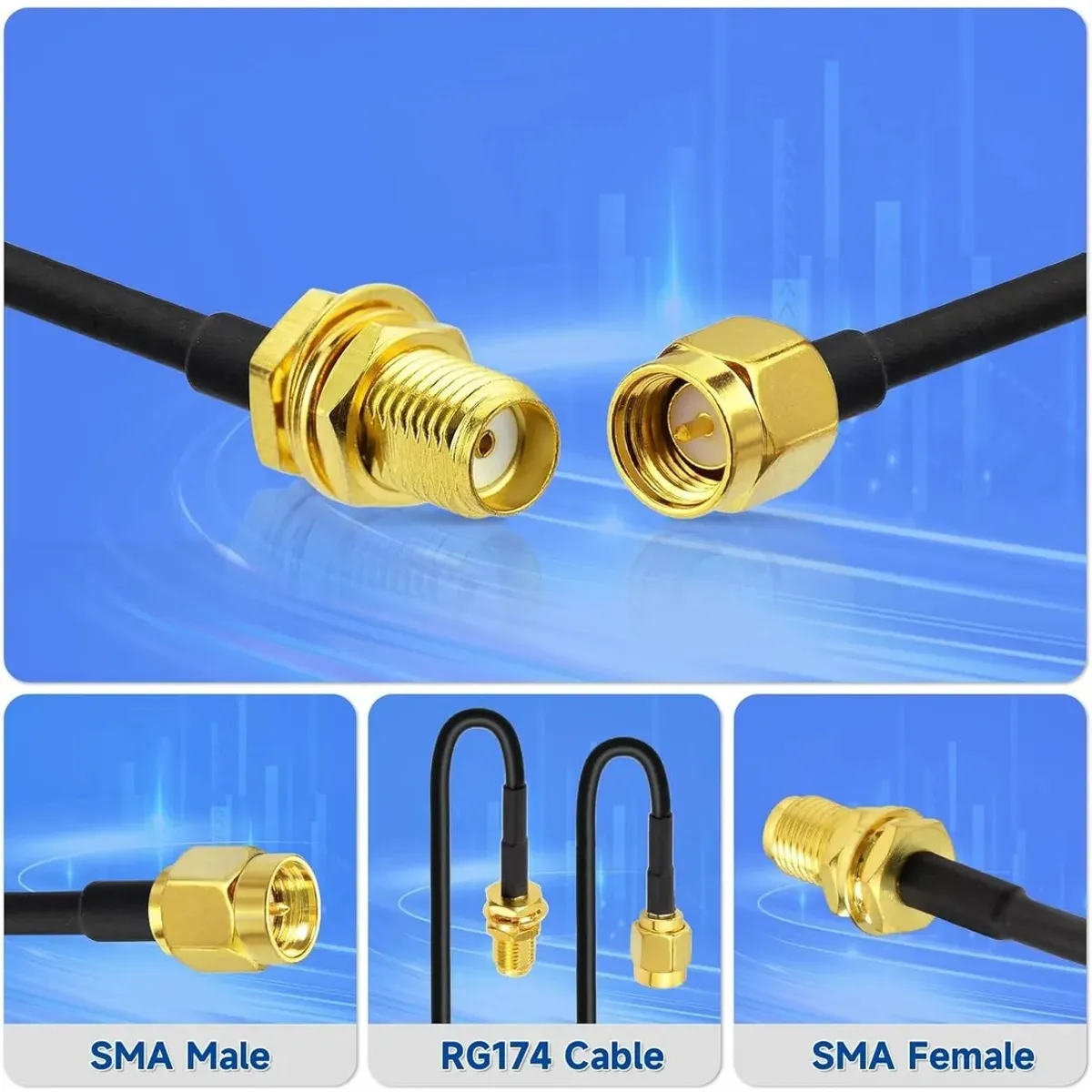 GENERICO - Cable Extensor Pigtail Sma Rg174 Coaxial 10 Metros [ Max ]