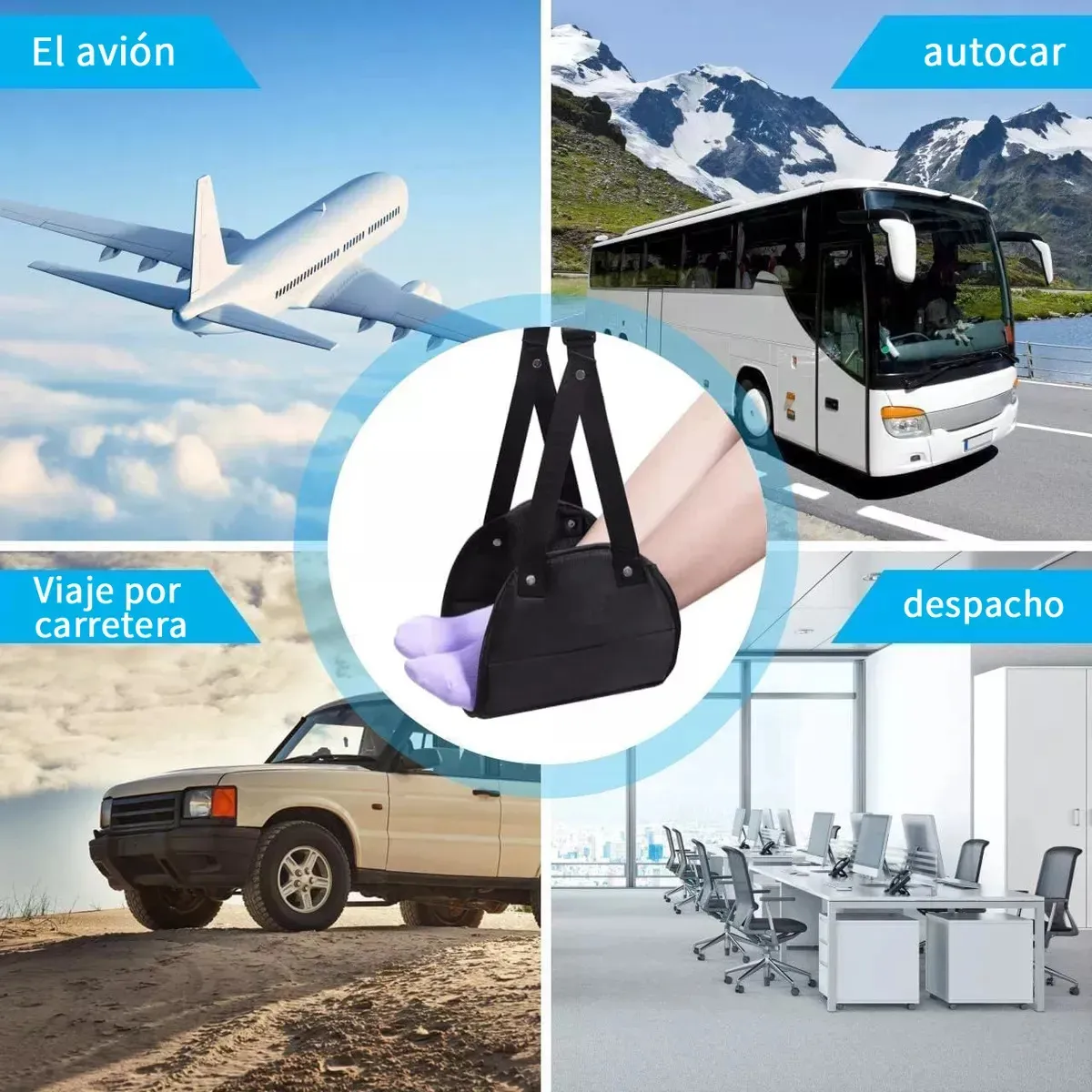 KUANGYE - Apoya Pies Para Viajes Avión Bus Reposapiés Portátil