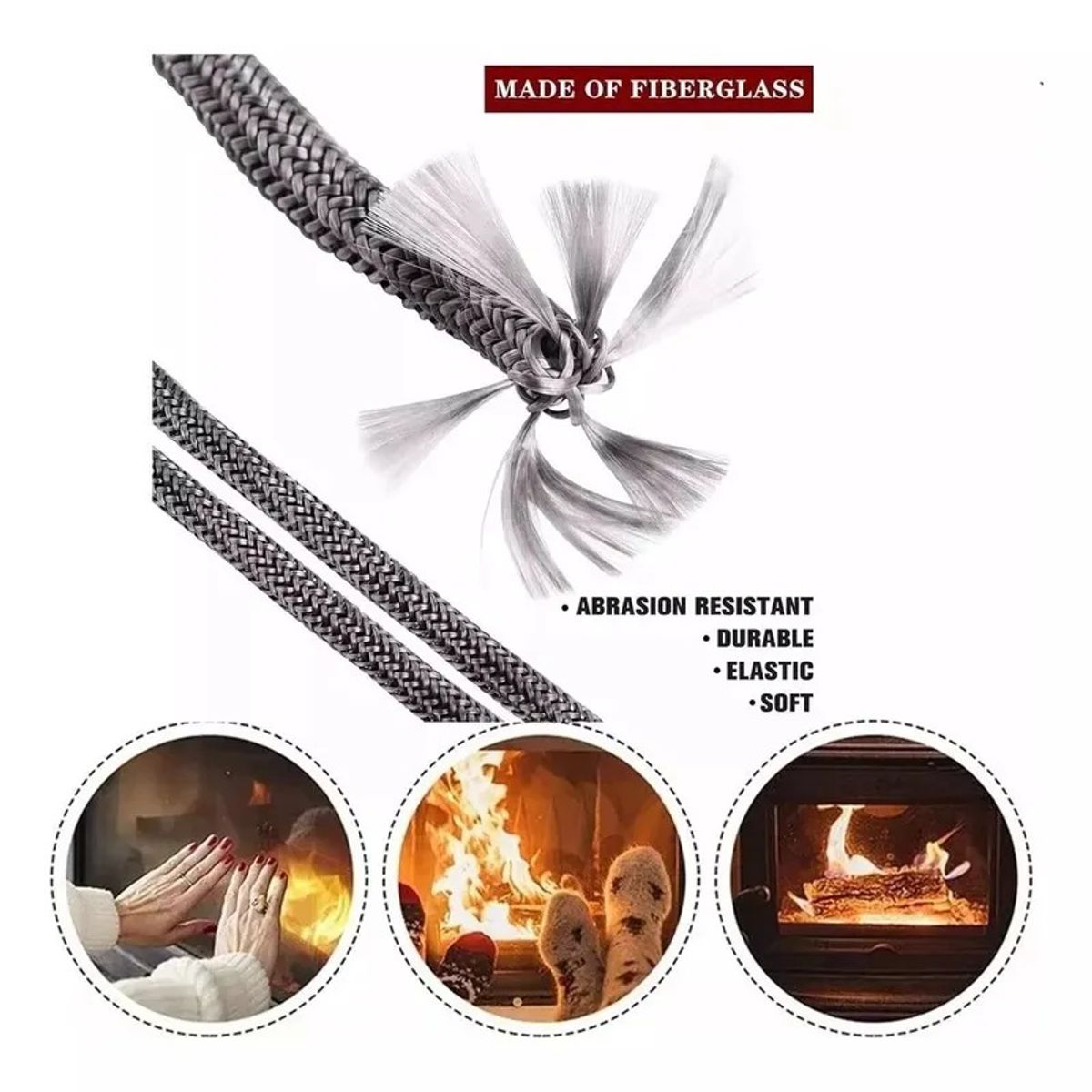 GENERICO - Cordón Fibra Vidrio Puerta 10Mm Combustion Lenta