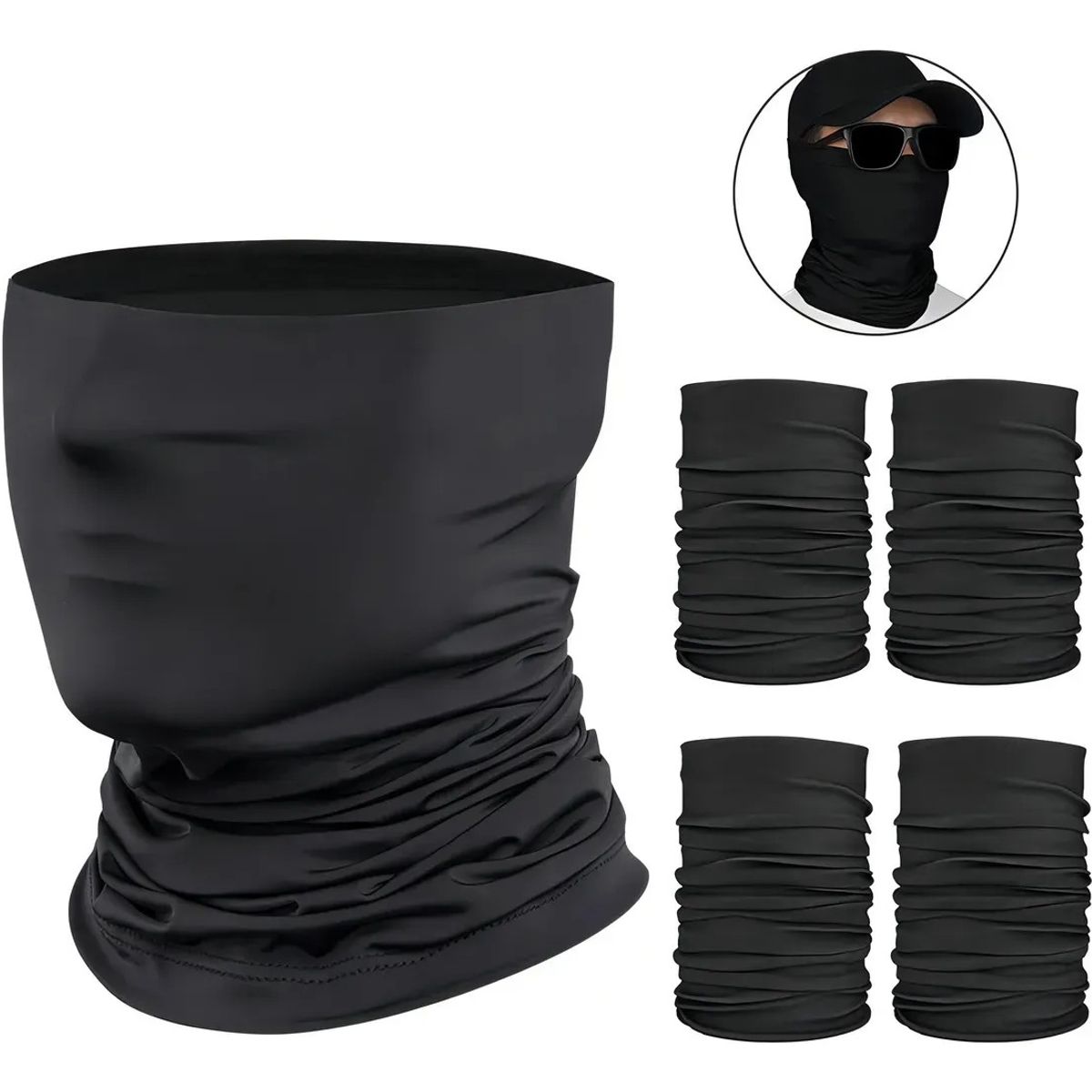 KUANGYE - Pack 30 Bandana máscara, Cacería, Moto, Pesca, Ciclismo Negro