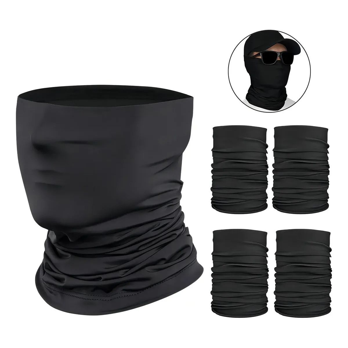 KUANGYE - Pack 30 Bandana máscara, Cacería, Moto, Pesca, Ciclismo Negro