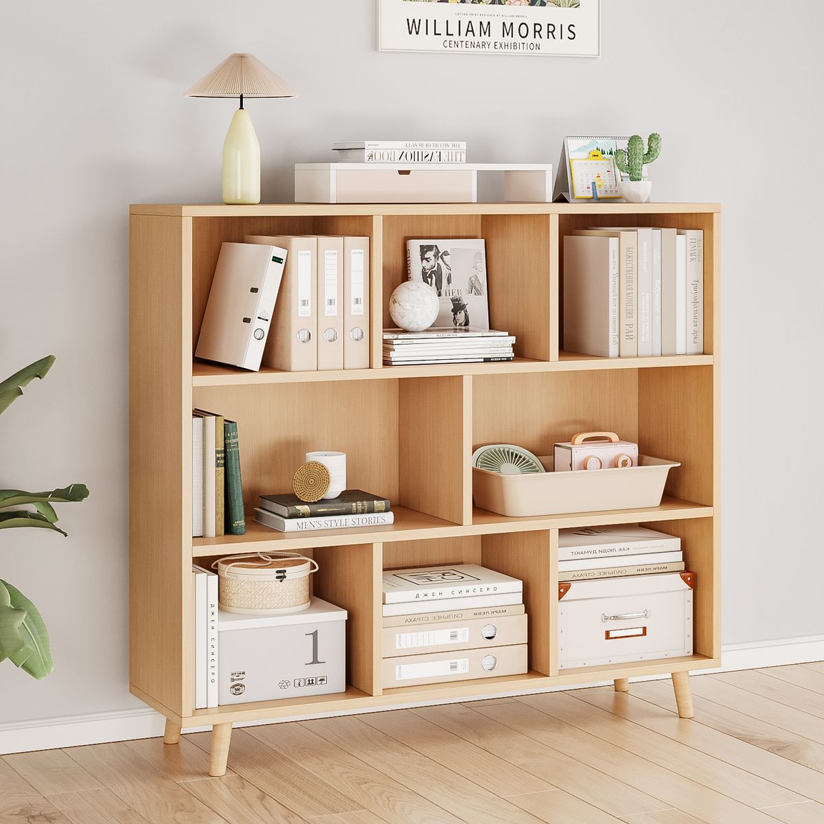 ROHE - Estante Librero 3+2+3 Color Madera 112 x 100 x 30cm