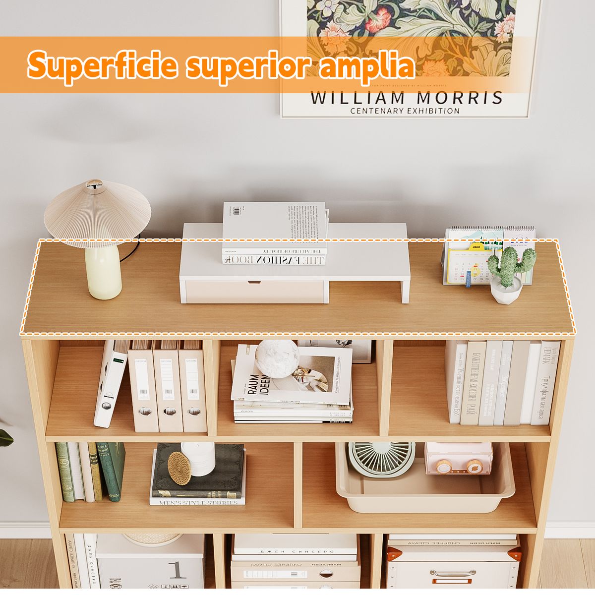 ROHE - Estante Librero 3+2+3 Color Madera 112 x 100 x 30cm