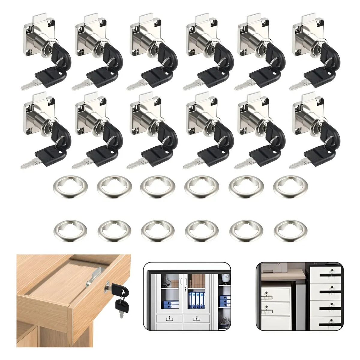 KUANGYE - Pack 12 Cerradura Para Cajón - Chapa Para Mueble