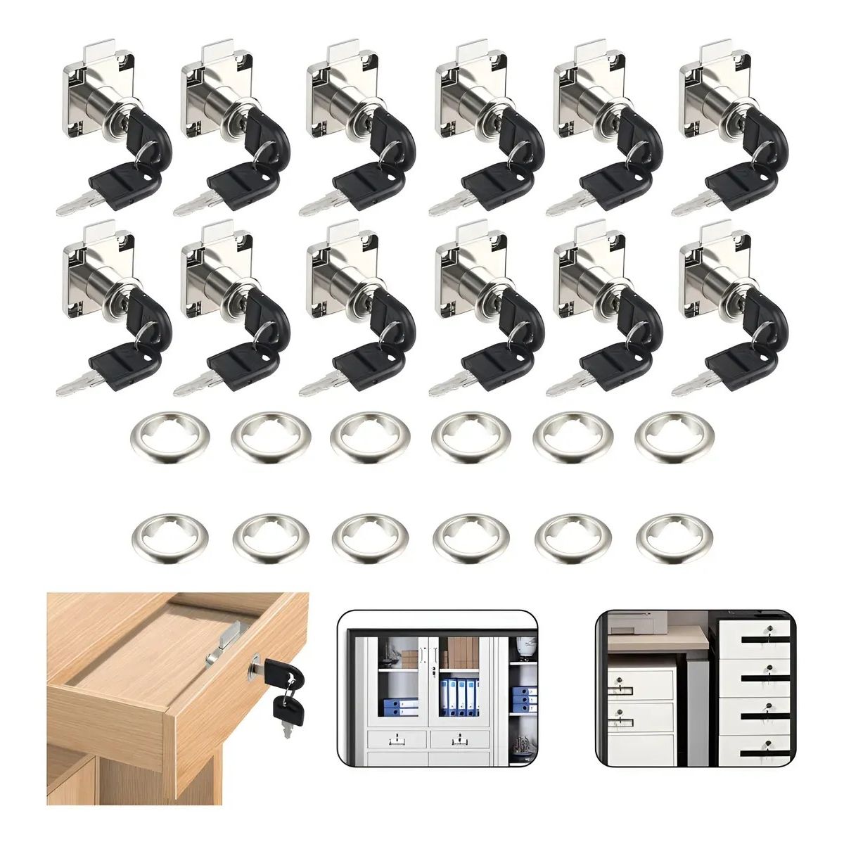 KUANGYE - Pack 12 Cerradura Para Cajón - Chapa Para Mueble