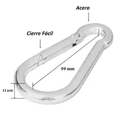 GENERICO - Mosquetón Bombero Galvanizado 11 x 120mm Pack De 4