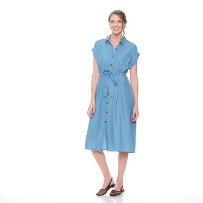 Imagen 2 del producto VESTIDO MANGA CORTA LYOCELL CON LAZO EN CINTURA