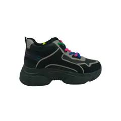 HERIEL - Zapatilla Negra Cordones Multicolor