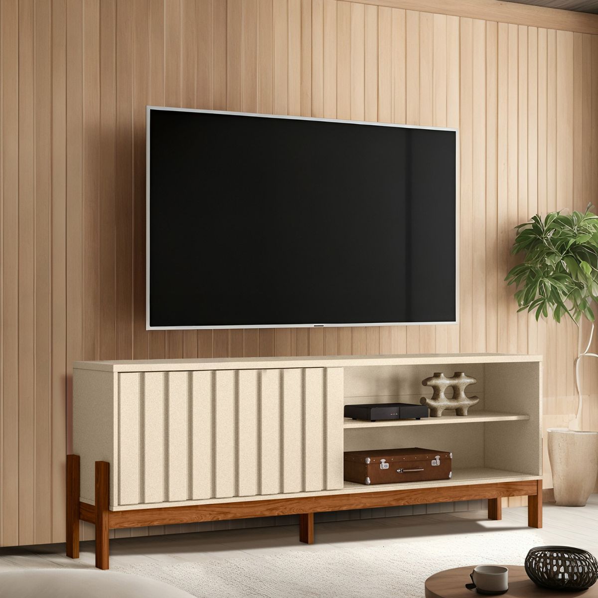 EXIT - Rack Tv Hasta 75 pulgadas 188x72x36 Cm Roble Beige - Aurora