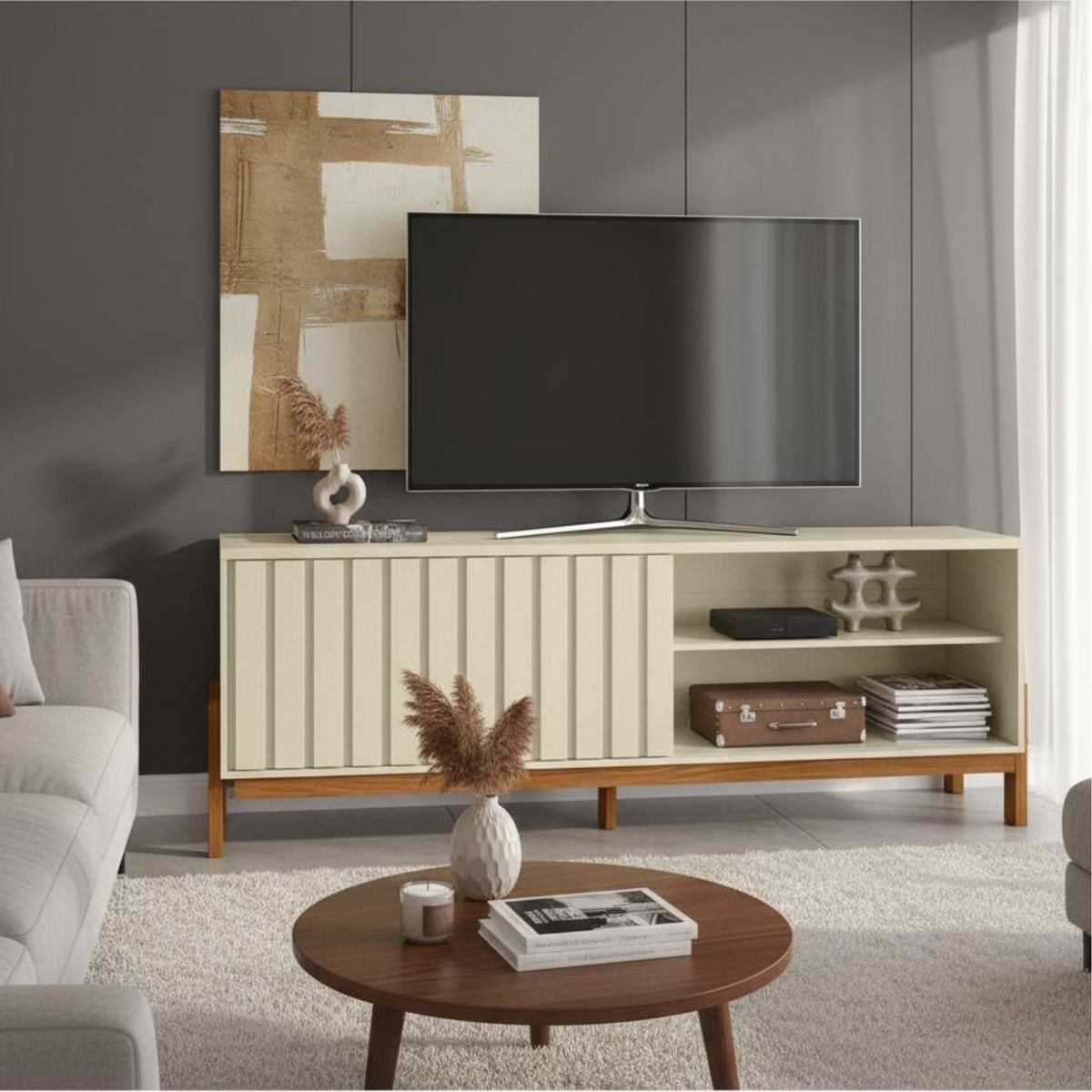 EXIT - Rack Tv Hasta 75 pulgadas 188x72x36 Cm Roble Beige - Aurora