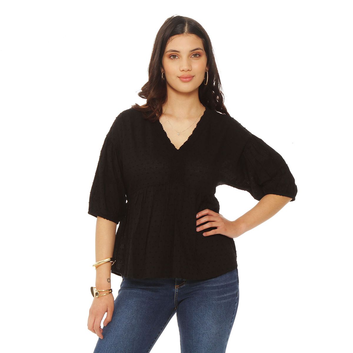 WADOS - BLUSA MANGA CORTA BRODERY ESCOTE V