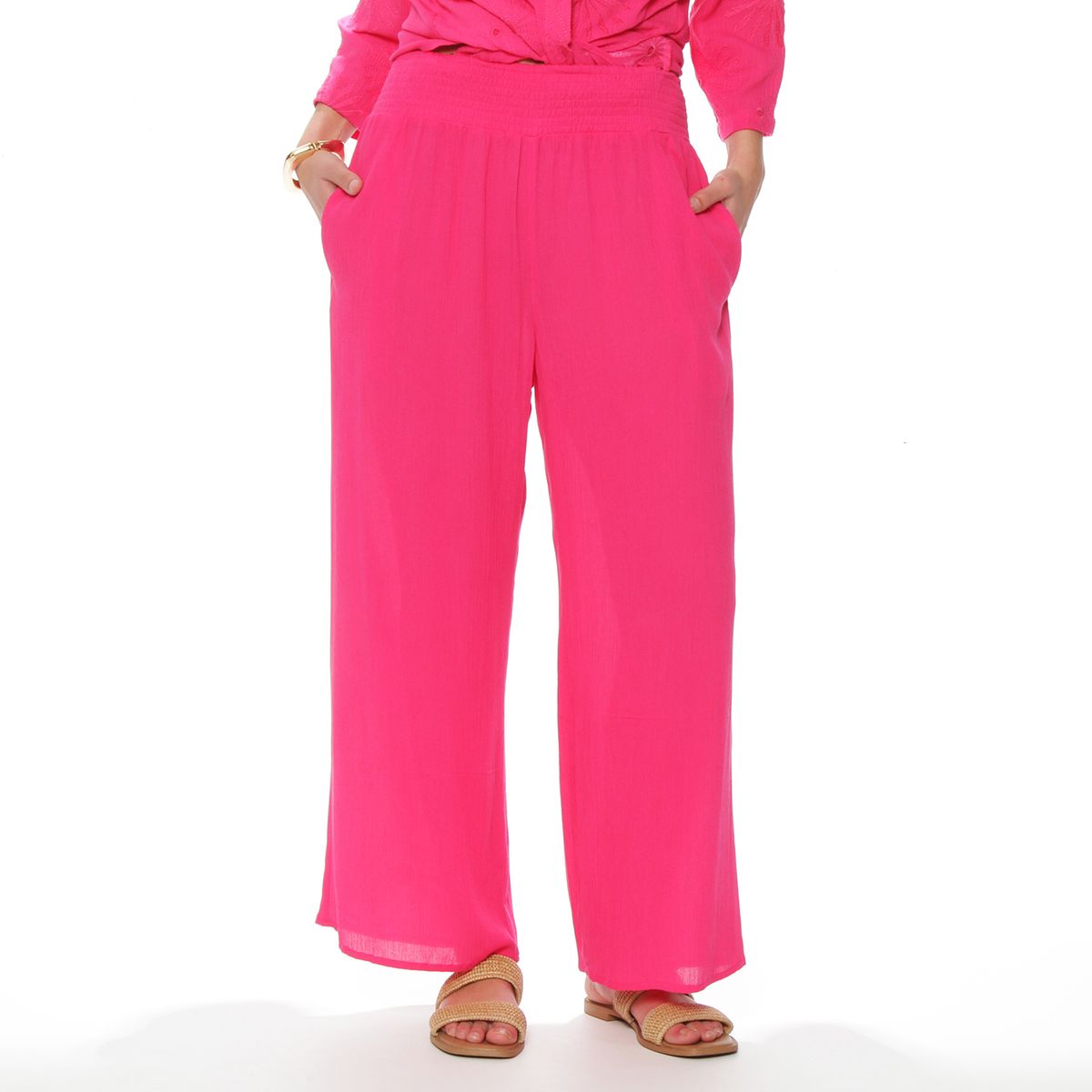 WADOS - PANTALON WIDE LEG TIRO ALTO PRETINA ELASTICADA