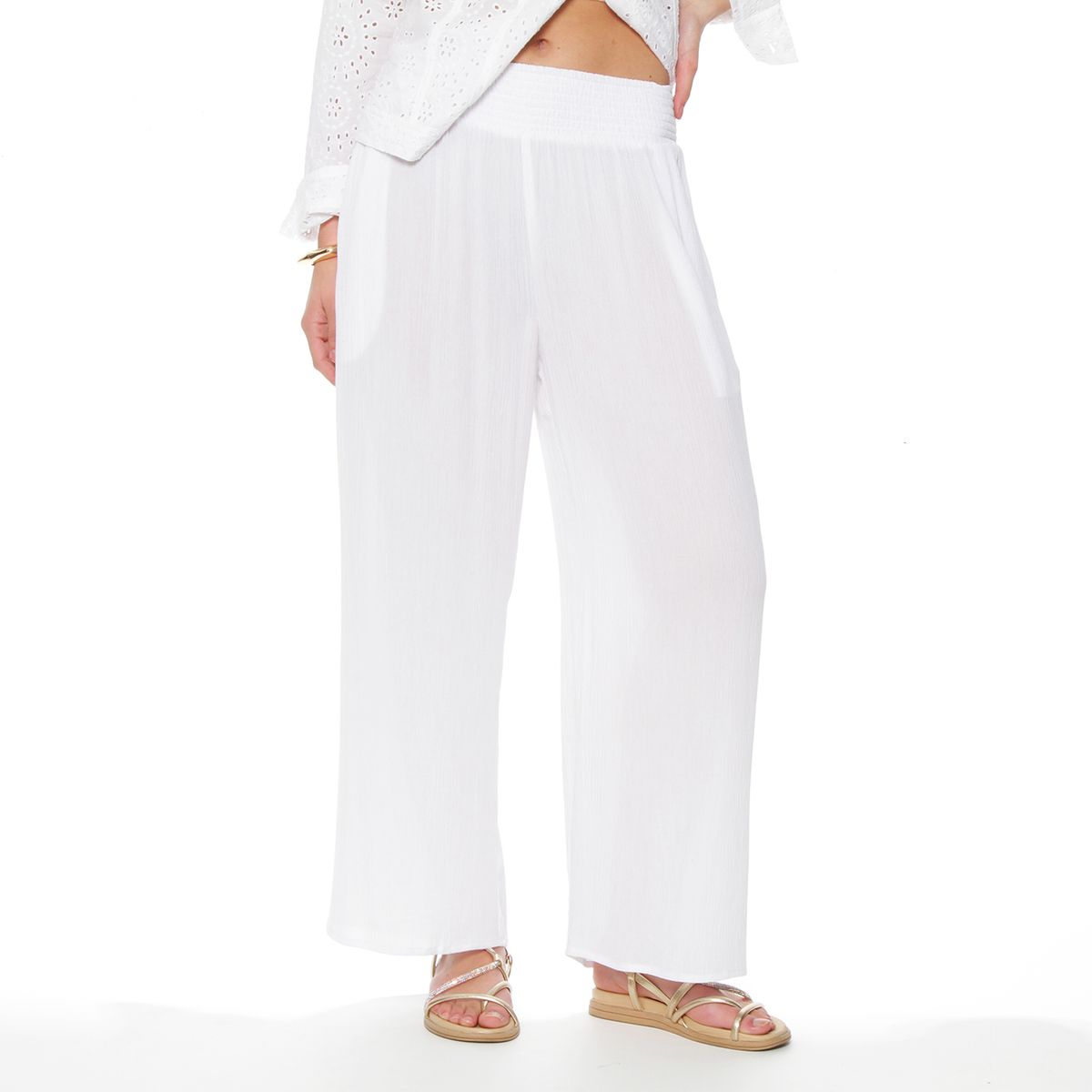 WADOS - PANTALON WIDE LEG TIRO ALTO PRETINA ELASTICADA