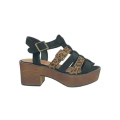 HERIEL - Sandalia Negra Print Plataforma Mujer