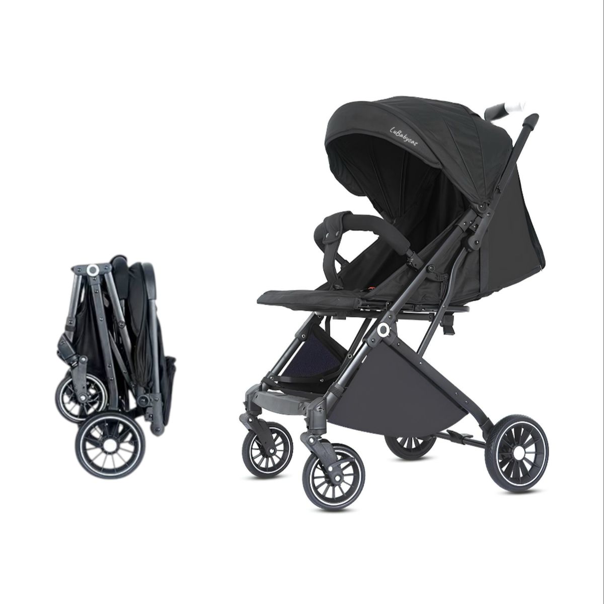 LUBABYCAS - Coche Paseo Maleta Compacto 0-3 Años Tour Negro LuBabycas