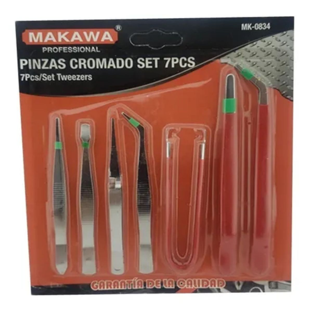 MAKAWA - Set Kit Juego De Pinzas Cromado 7 Piezas Makawa