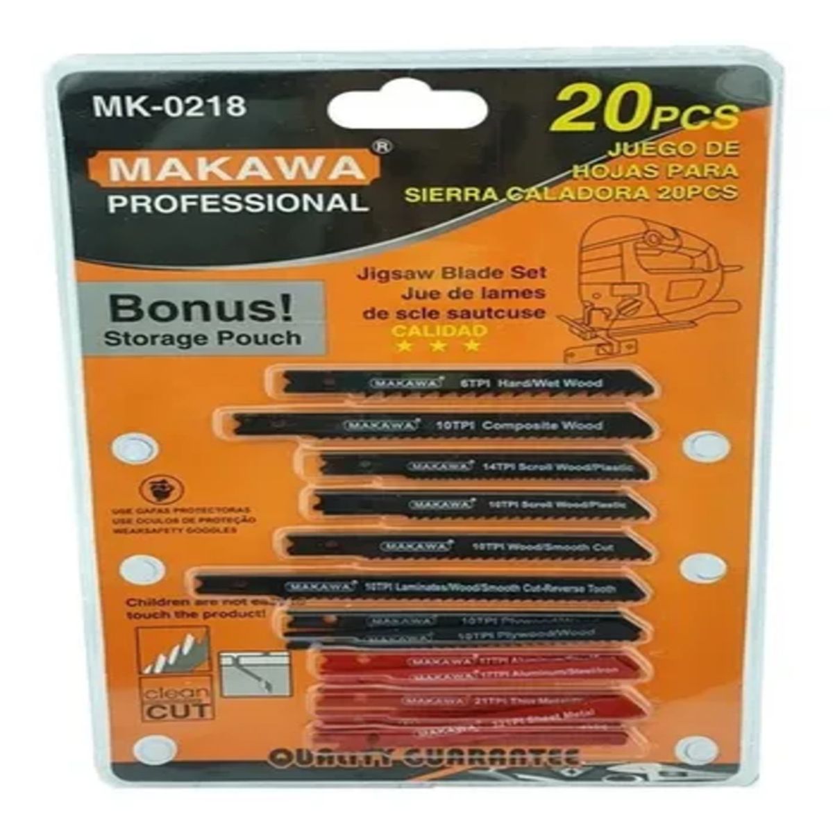 MAKAWA - Set Juego De Hojas Para Sierra Caladora 20 Piezas Makawa