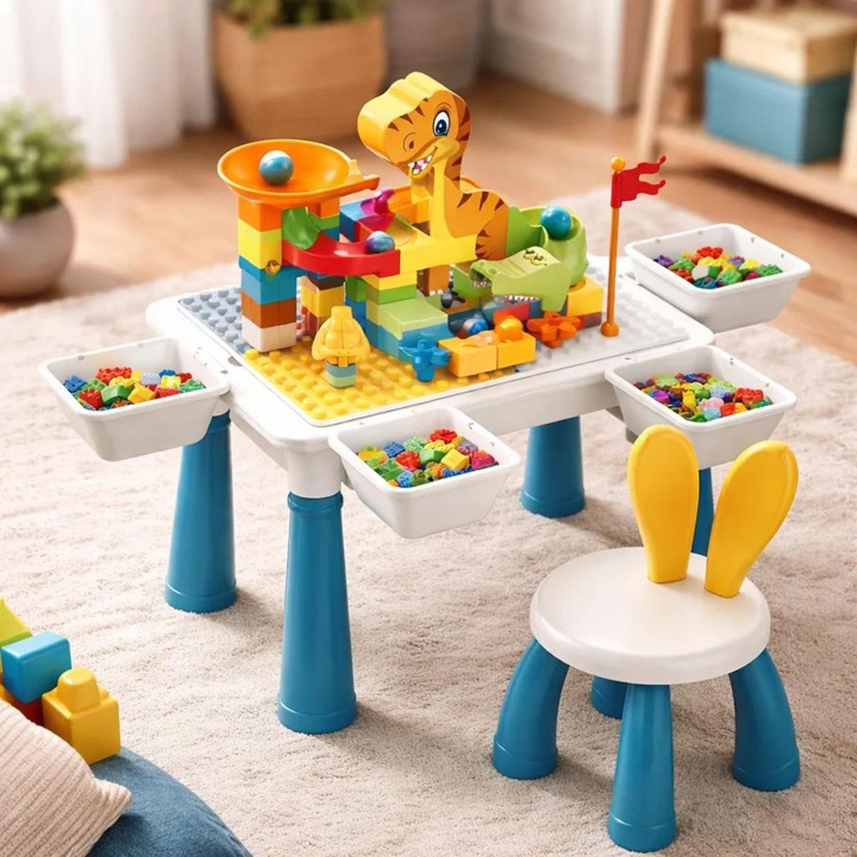 JAGIMA - Set Juego Mesa Para Niños Lego Creativo Completo