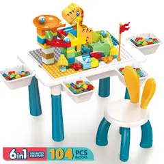 JAGIMA - Set Juego Mesa Y Silla Para Niños Lego Creativo Completo