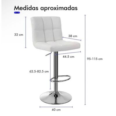 Imagen 2 del producto Pack 2 Taburete elegante altura regulable Tiana - Blanco