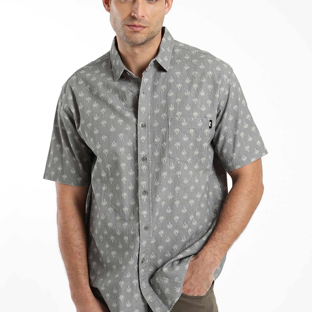 FROENS - Camisa hombre manga corta texture monstera Froens