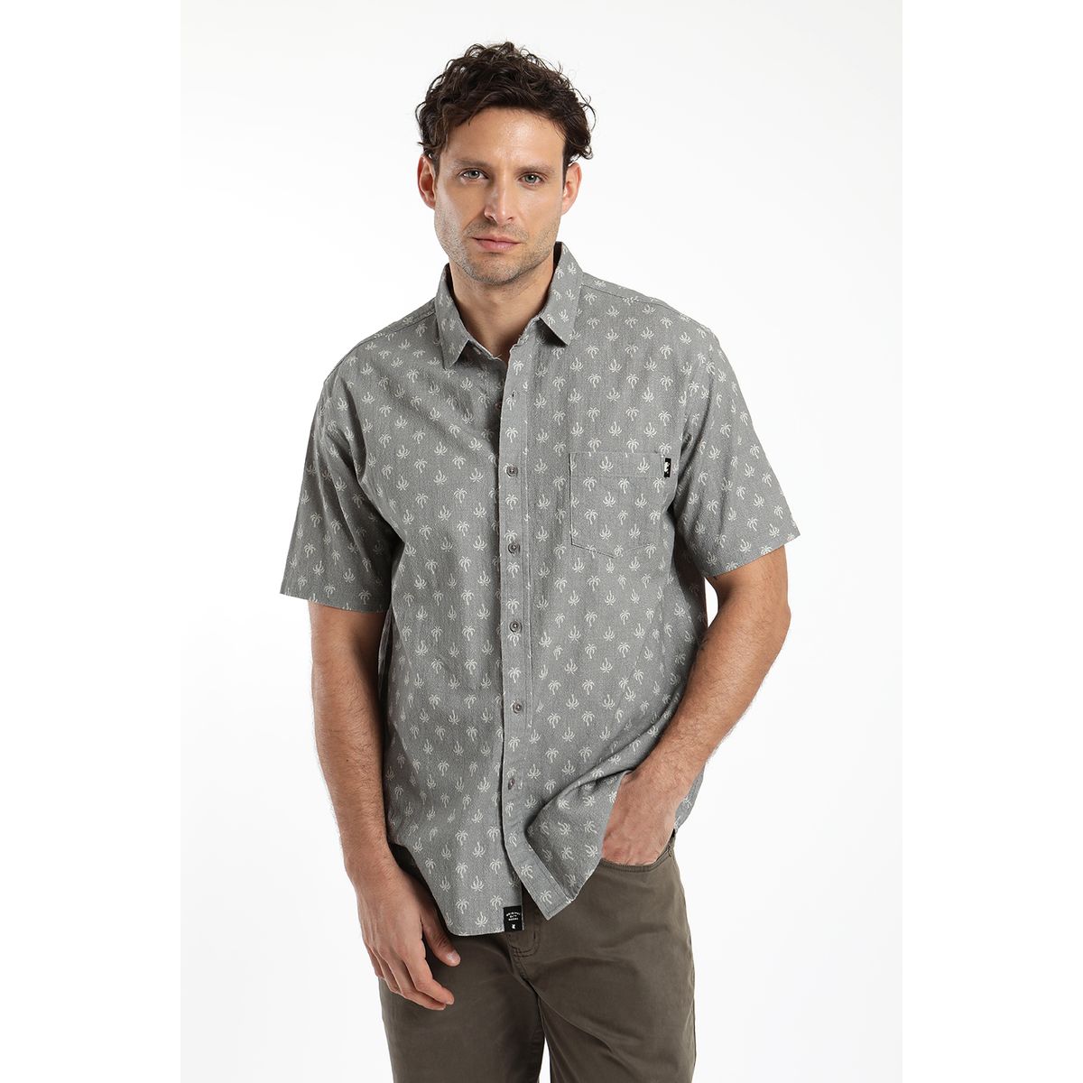 FROENS - Camisa hombre manga corta texture monstera Froens