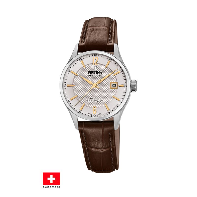 FESTINA SWISS - Reloj F20009/2 Festina Swiss Plateado Mujer Correa Clasico