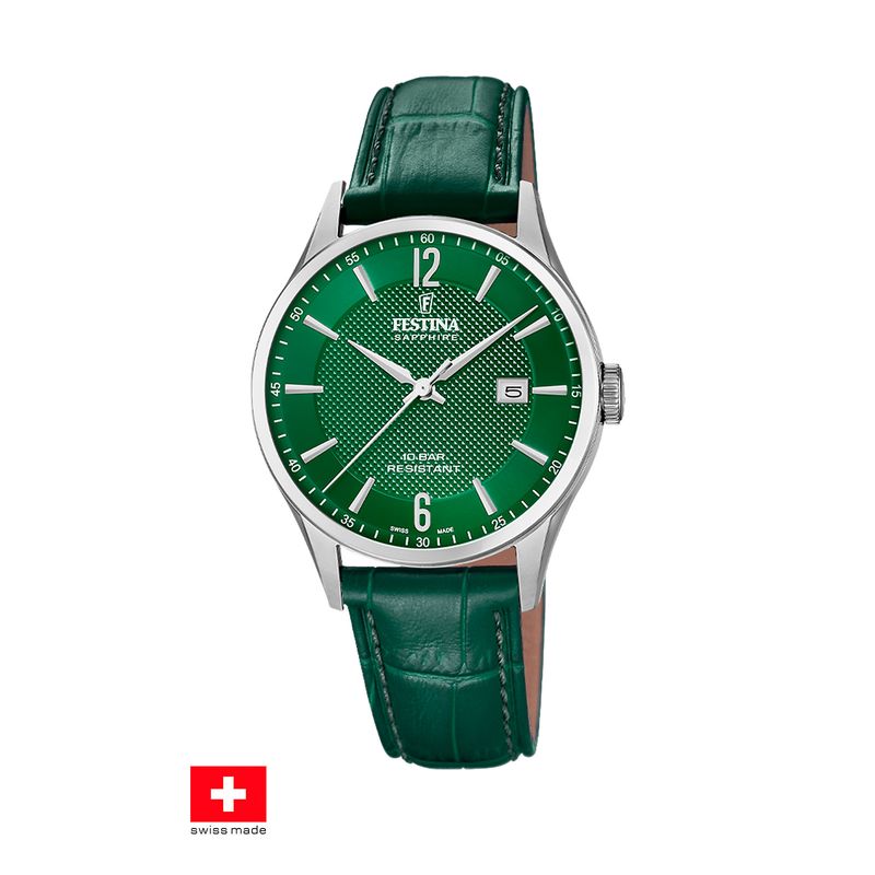 FESTINA SWISS - Reloj F20007/5 Festina Swiss Verde Hombre Correa Clasico