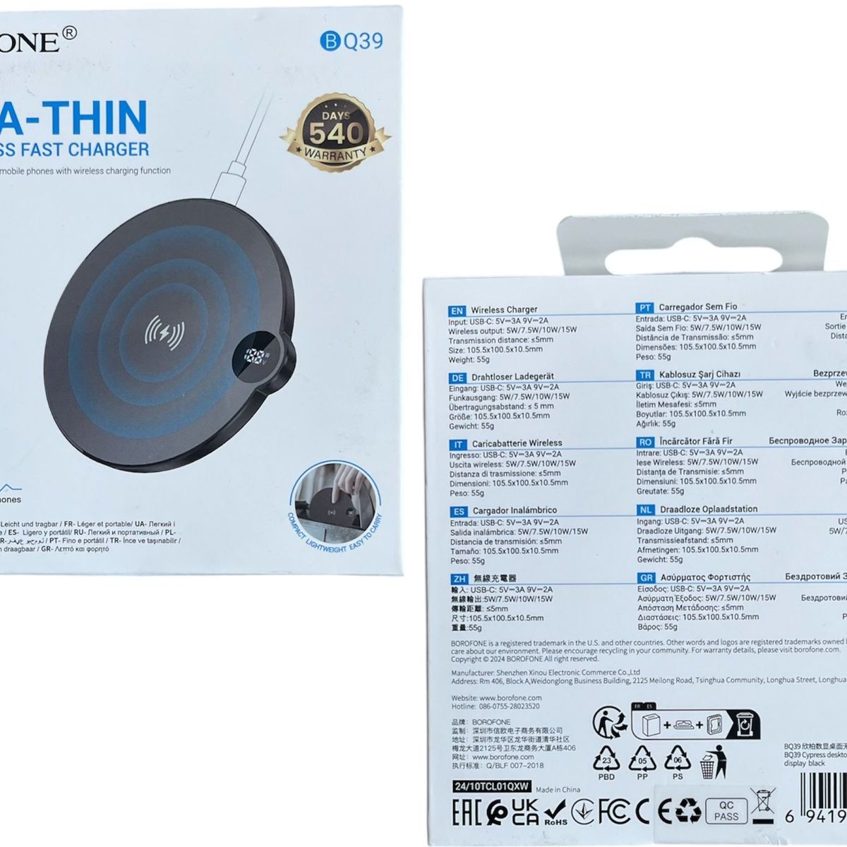 GENERICO - Cargador Inalámbrico Para iPhone Samsung Xiaomi 15w Borofone