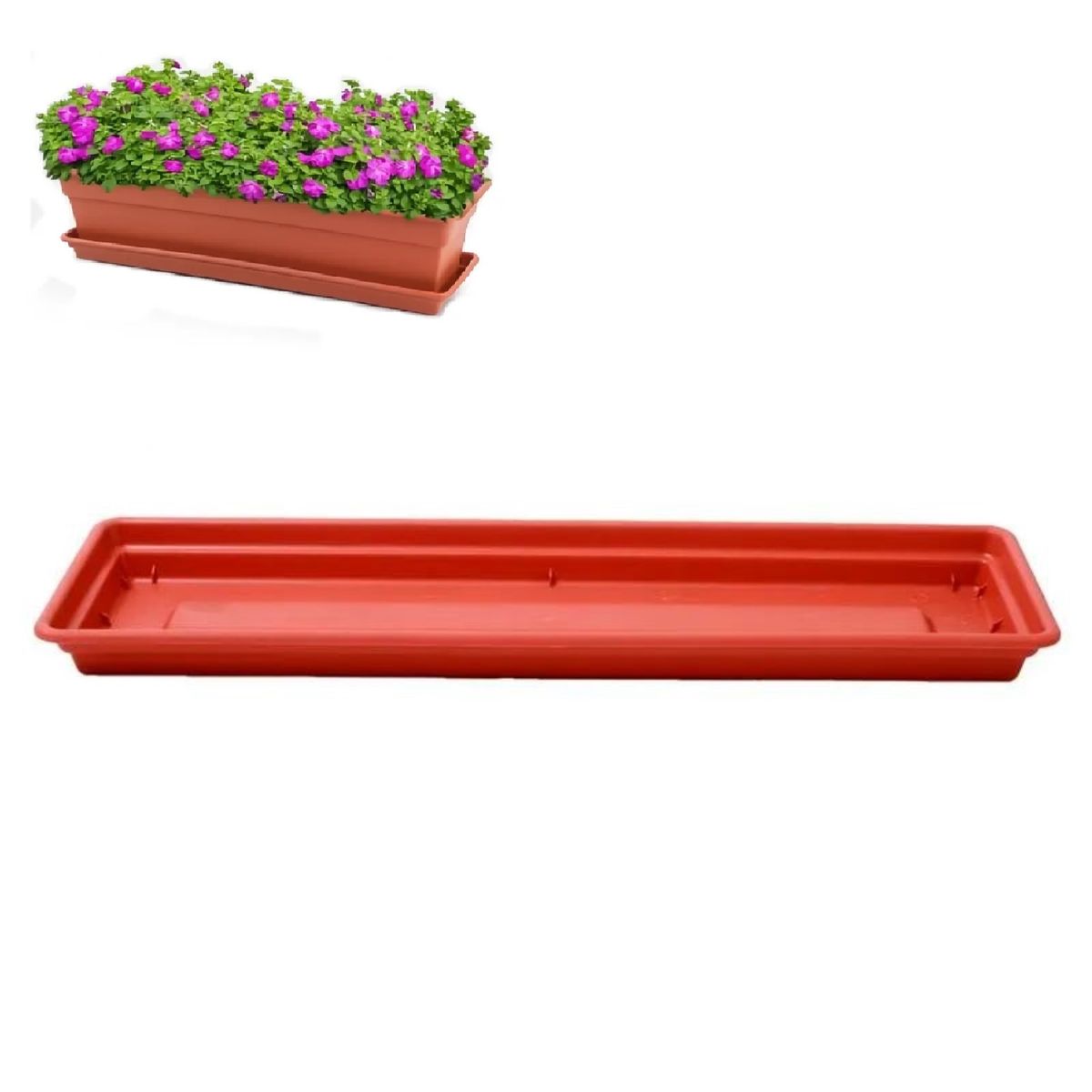 REYPLAST - PACK X4 PLATO DE MACETA RECTANGULAR DURA KOTTA 44CM  TERRACOTA  REYPLAST