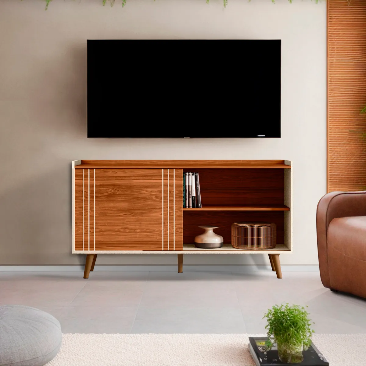 EXIT - Rack TV hasta 50 pulgadas 135x70x36 cm Marrón Austin