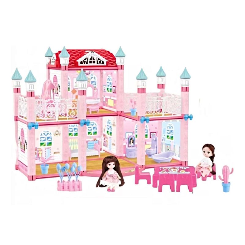 GENERICO - Casa De Muñeca Castillo De Princesa 148pcs Juguete Niña Rosa