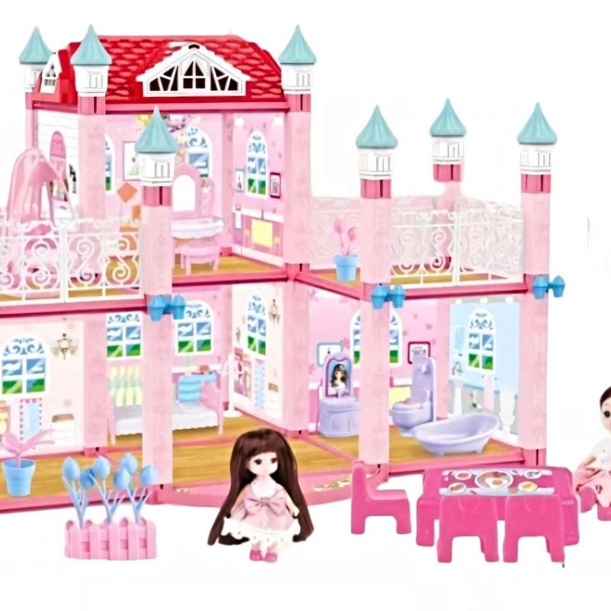 GENERICO - Casa De Muñeca Castillo De Princesa 148pcs Juguete Niña Rosa