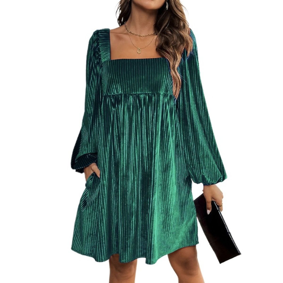 GIOIO - Vestido Terciopelo Fluido Escote Cuadrado Espalda Descubierta Elegante​