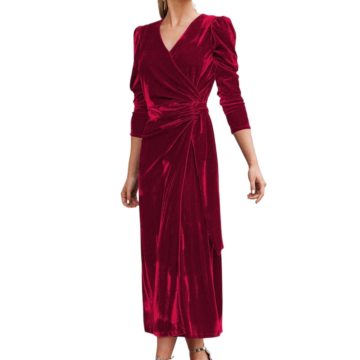 GIOIO - Vestido Gala Terciopelo Estilo Francés Elegante Manga Larga Diseñador​