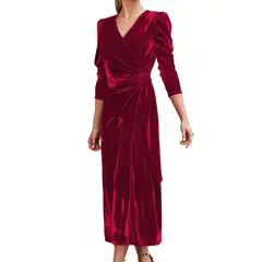 GIOIO - Vestido Gala Terciopelo Estilo Francés Elegante Manga Larga Diseñador​