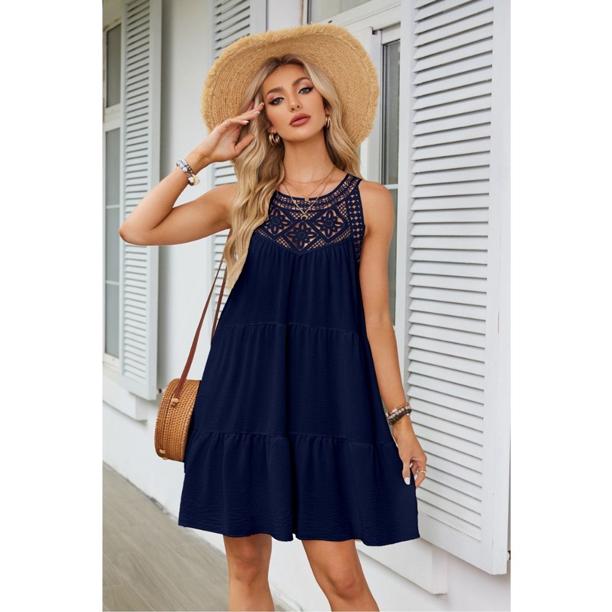 GIOIO - Vestidos Impresos Para Mujer Moderna Sorprendente Casuales Azul Marino