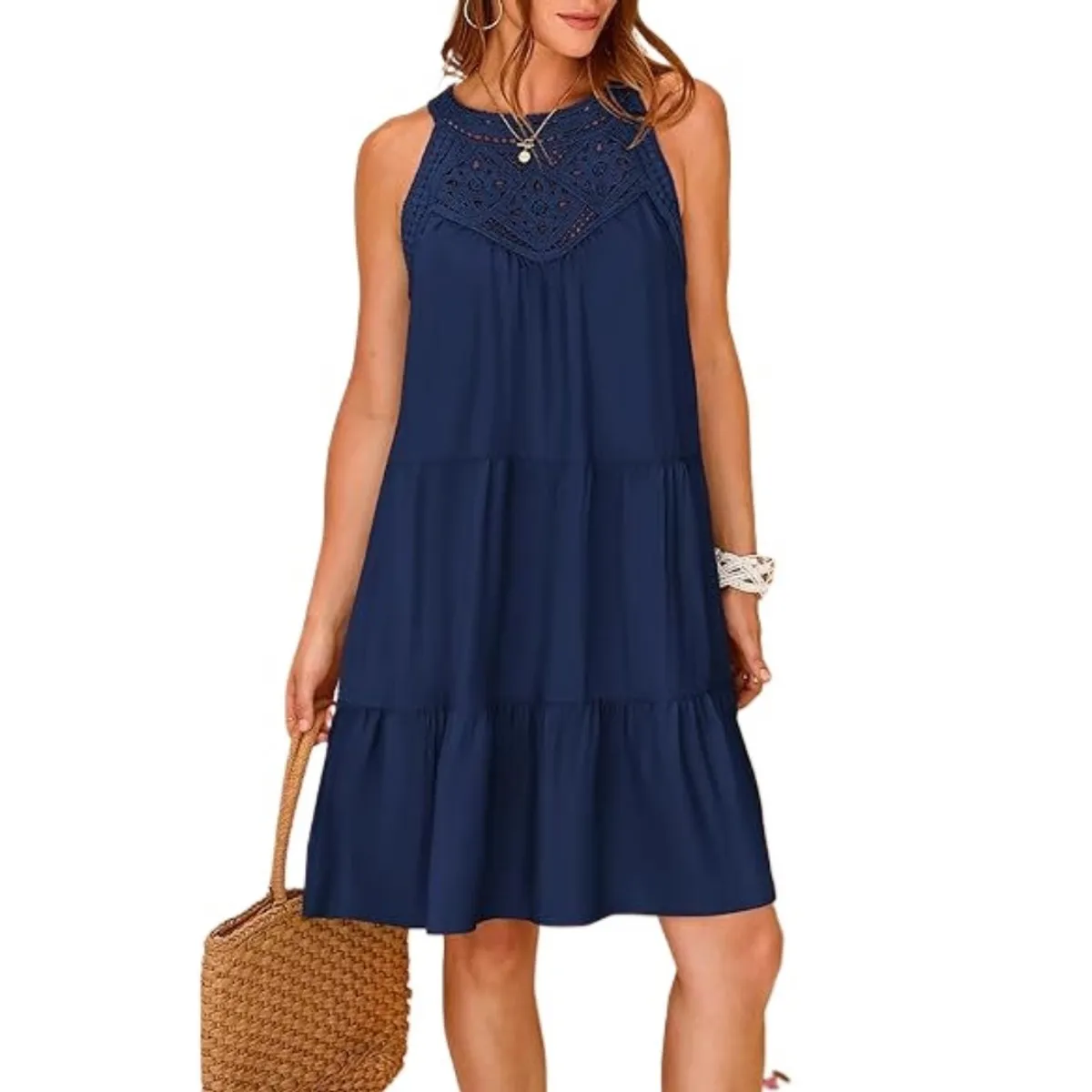 GIOIO - Vestidos Impresos Para Mujer Moderna Sorprendente Casuales Azul Marino