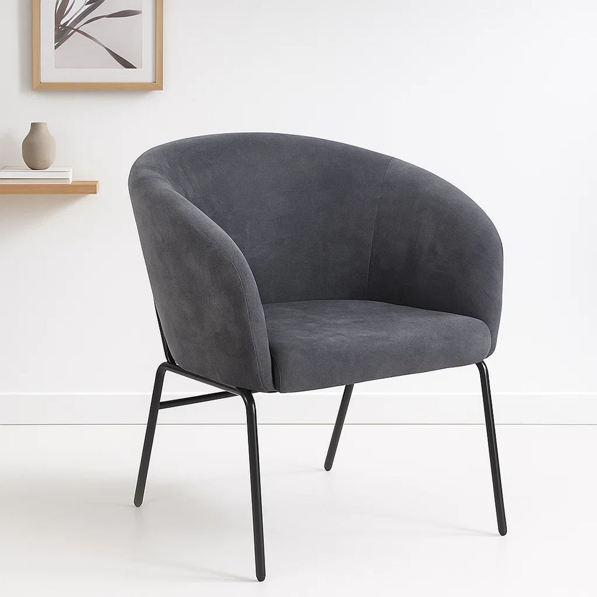 KLIK - Sillón Arko de Terciopelo - Gris - Gris